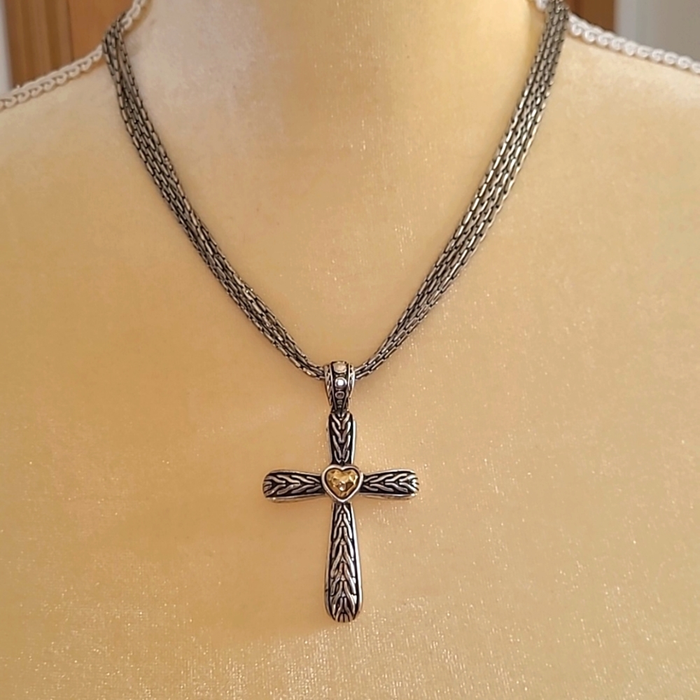 Premiere Designs Silver and Gold Cross Necklace